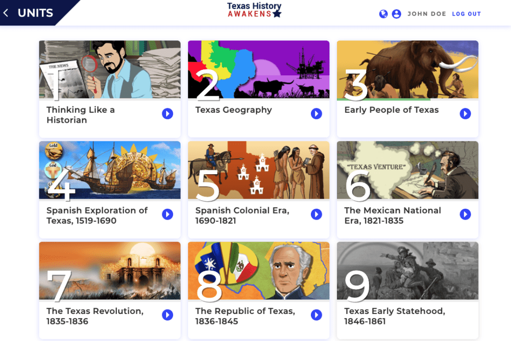 texas history assignments